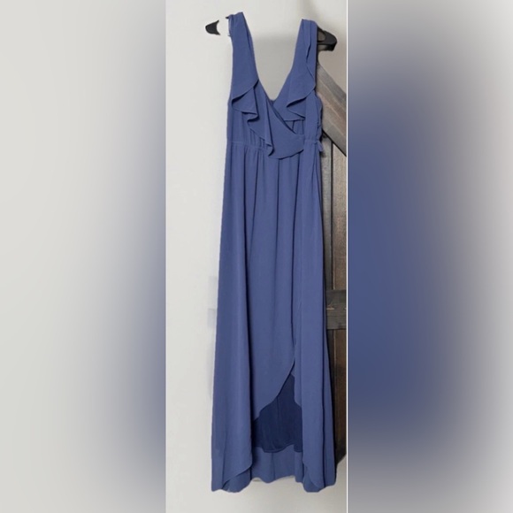 Baltic Born Blue Ruffle Midi Dress XXL NWT Boho Flowy Missing Belt - Picture 2 of 5